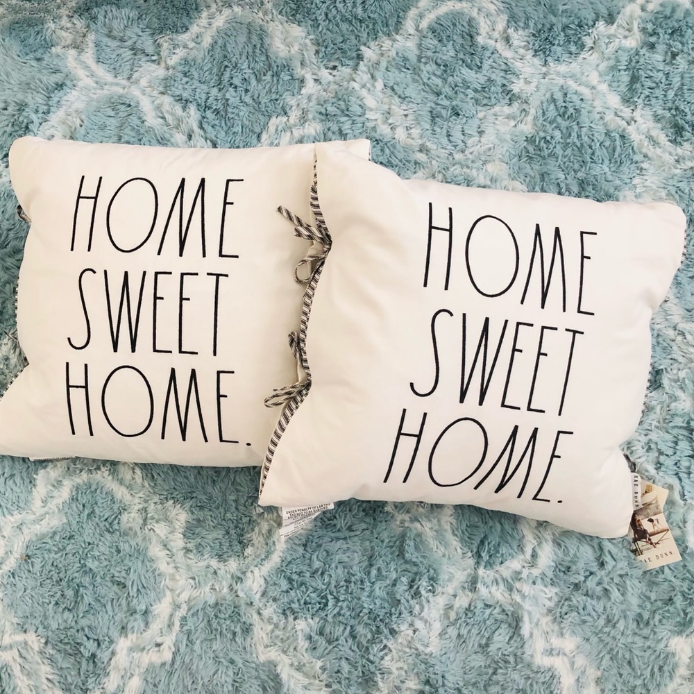 NWT Rae Dunn OverSized Feathered HOME SWEET HOME Decor Pillow - Picture 1 of 6